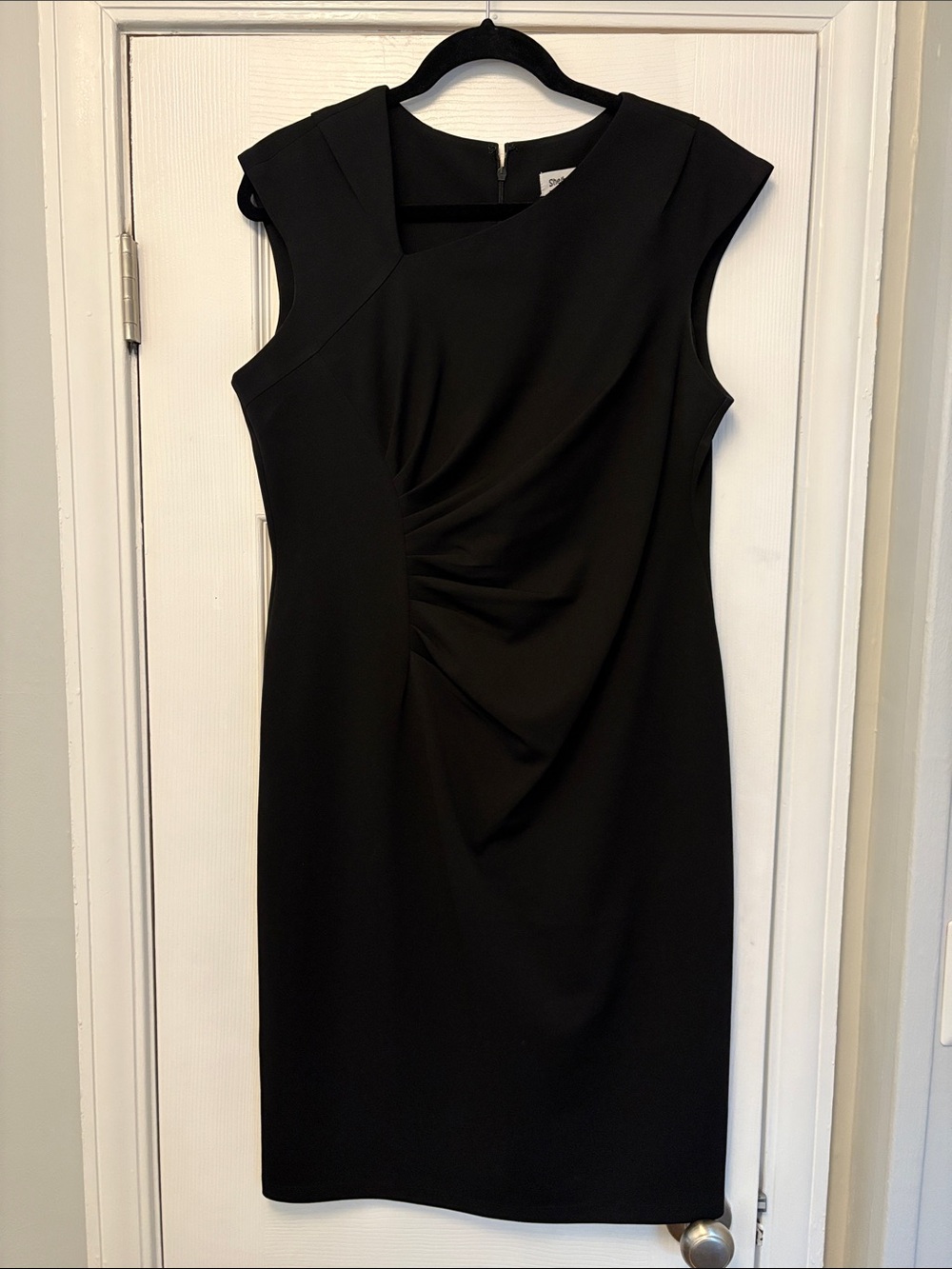 Shelby & Palmer Black Draped Front Sleeveless Sheath Dress Size 14 Workwear